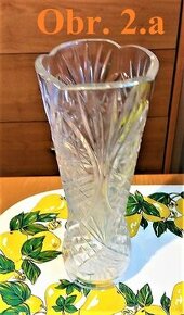 Brúsené vázy, sklená miska, tácka, keramické vázičky - 1