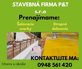 Stropne debnenie prenajom