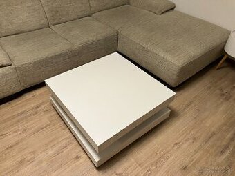 Predám elegantný konferenčný stolík – biely otočný