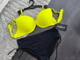 Plavky pre plnoštíhle L/40, 3XL/46 žltá + čierna