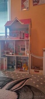 Barbie domček + bábiky 20ks +mega výbava