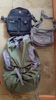 Turistický batoh (40 l), menší batoh a taška cez plece