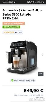 Predám kávovar Philips LatteGo 3300
