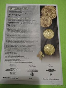 PL k 100 eur  - Zavedenie zlatej mince – florénu v Uhorsku
