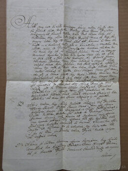 Listina r. 1789 Levice, osvedčenie Pavla Vadász, tekov