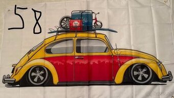 58 - Banner - vlajka VW Brouk žluto/červený zahrádka 90x150
