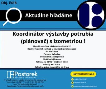 Koordinátor potrubár (Plánovač s izometriou) - Nemecko
