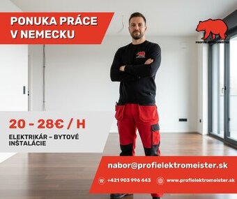 Elektrikár – bytové elektroinštalácie v Nemecku (20–28 €/h)