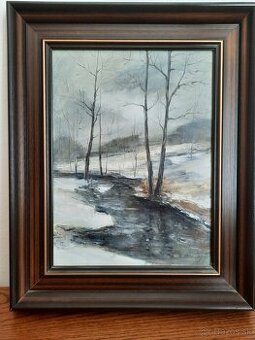 predám obraz  - potok v zime