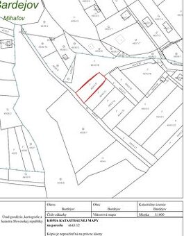 Predam pozemok zahradku na Mihalove Bardejov