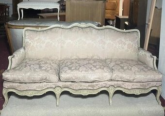 Vintage sedačka, masív, textília 95x205x68 cm, vs 44 cm