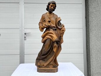 Nádherná velká dřevěná socha svatý Josef krásná dřevořezba