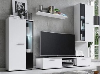 Obývacia zostava biela matna a dub sonoma