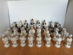 Royal Dux - šachové figurky modrý cobalt