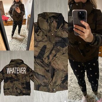 zara camouflage zimna oversized bombera-bunda