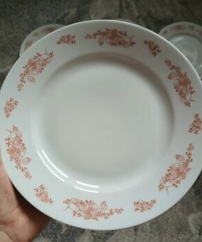 Plytké taniere na doplnenie - vzor červené kvety