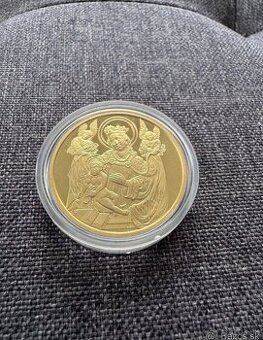 Medaila mosadzná pozlátená - Vianočná medaila v kapsli 19 g