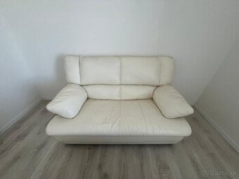 Kožená 2-sedačka, biela, veľmi dobrý stav