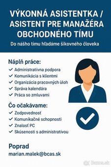 Výkonná asistentka / asistent manažéra (Poprad)