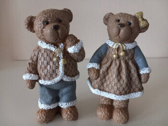 Sada 2ks stojacie keramické medvedíky - párik