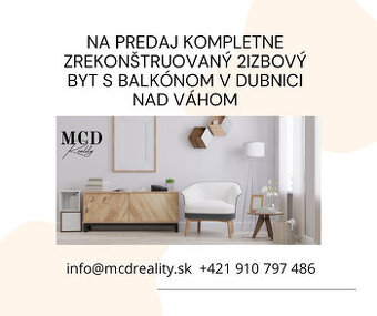 Na predaj zrekonštruovaný 2i s balkónom