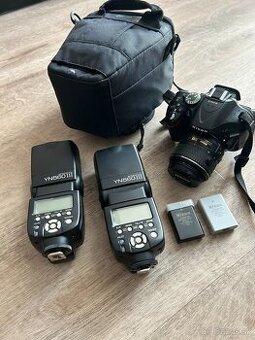 Predám Nikon D5200+objektív 18-55+blesky YN560 III