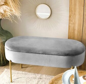 Sivá zamatová taburetka