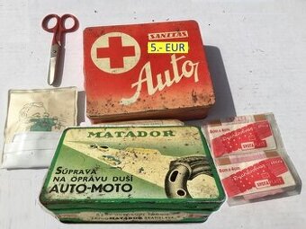 Plechové retro krabičky Matador a Sanitas ČSSR