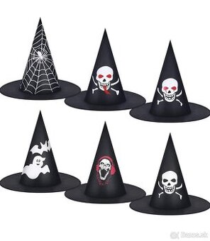 Sada šesti černých čarodějnických klobouků (nepoužité)