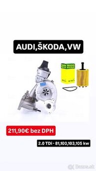Repasované turbo BORGWARNER 2.0 TDi - 81kw,100kw,103kw,105kw
