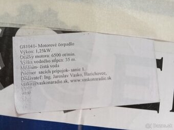 Predám čerpadlo na vodu