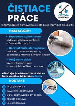 TEPOVANIE-UMÝVANIE OKIEN-DEZINFEKCIA/ČISTENIE PAROU