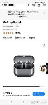 Samsung galaxy buds 3 strieborne