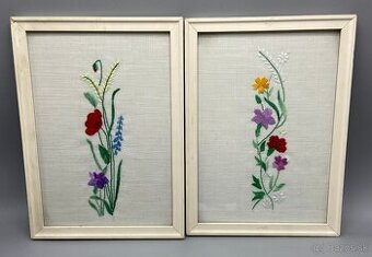 Vyšívané obrazy s lúčnymi kvetmi