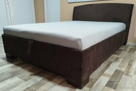postel hneda alcantara + siva, 140x200x50 cm