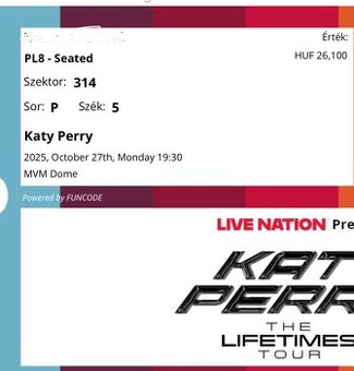 Katy Perry - 2 lístky na koncert Budapešť