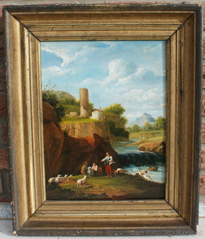 TOP Starý obraz krajina okolo r. 1780-1800