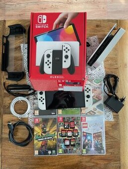 Nintendo switch OLED + 7 hier + ďalšie príslušenstvo
