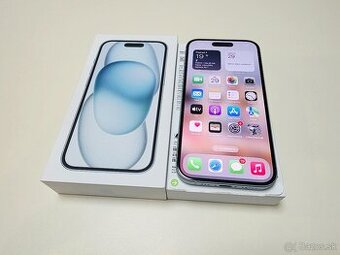 APPLE IPHONE 15 128GB BLUE,TOP STAV,ZÁRUKA