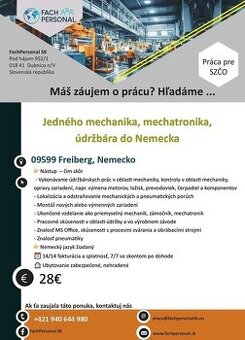 Práca pre jedného mechanika, údržbára do DE-Freiberg