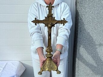 Barokní velký oltářní krásně zdobený kříž