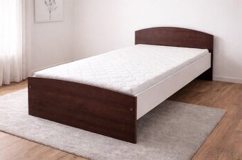 Jednolůžková postel 90x200. Ořech/bílá