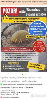 Vysavanie na sucho kobercov a matracov.