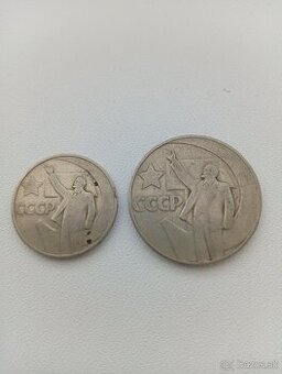 Mince 1/2 rubeľ a rubeľ 50 rokov vlády ZSSR
