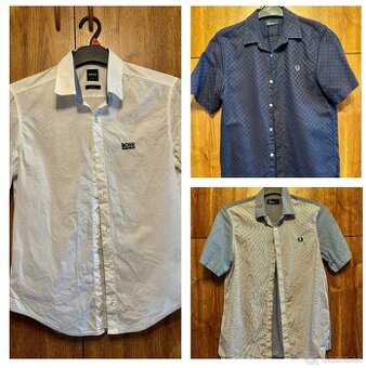 Pánska košeľa 2x Fred Perry a Hugo Boss, veľkosť S, AKO NOVÉ