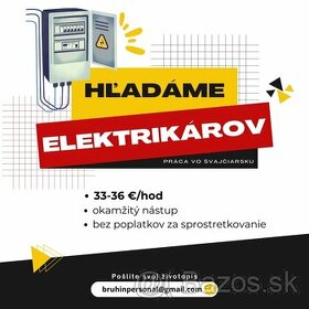 ✅ Elektrikár / Švajčiarsko / Okamžitý nástup
