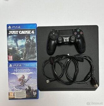Playstation 4 slim + 1 ovládač + 2 hry