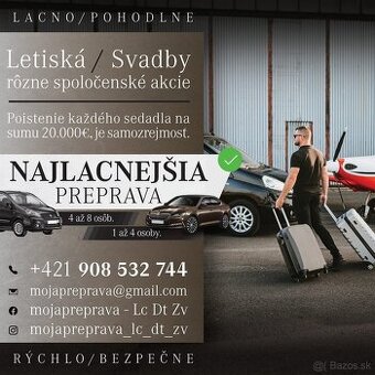 Preprava na letiská od 1-8 osob