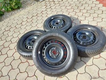 Plechové disky+Puklice+pneu 5x112 R15 Zimna Sada