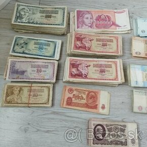 Papierové bankovky=juhoslovanske+ukrajinské+ruské